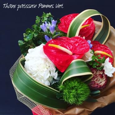 アンスリウムの花束｜「アロマブルーム」　（岡山県倉敷市の花キューピット加盟店 花屋）のブログ